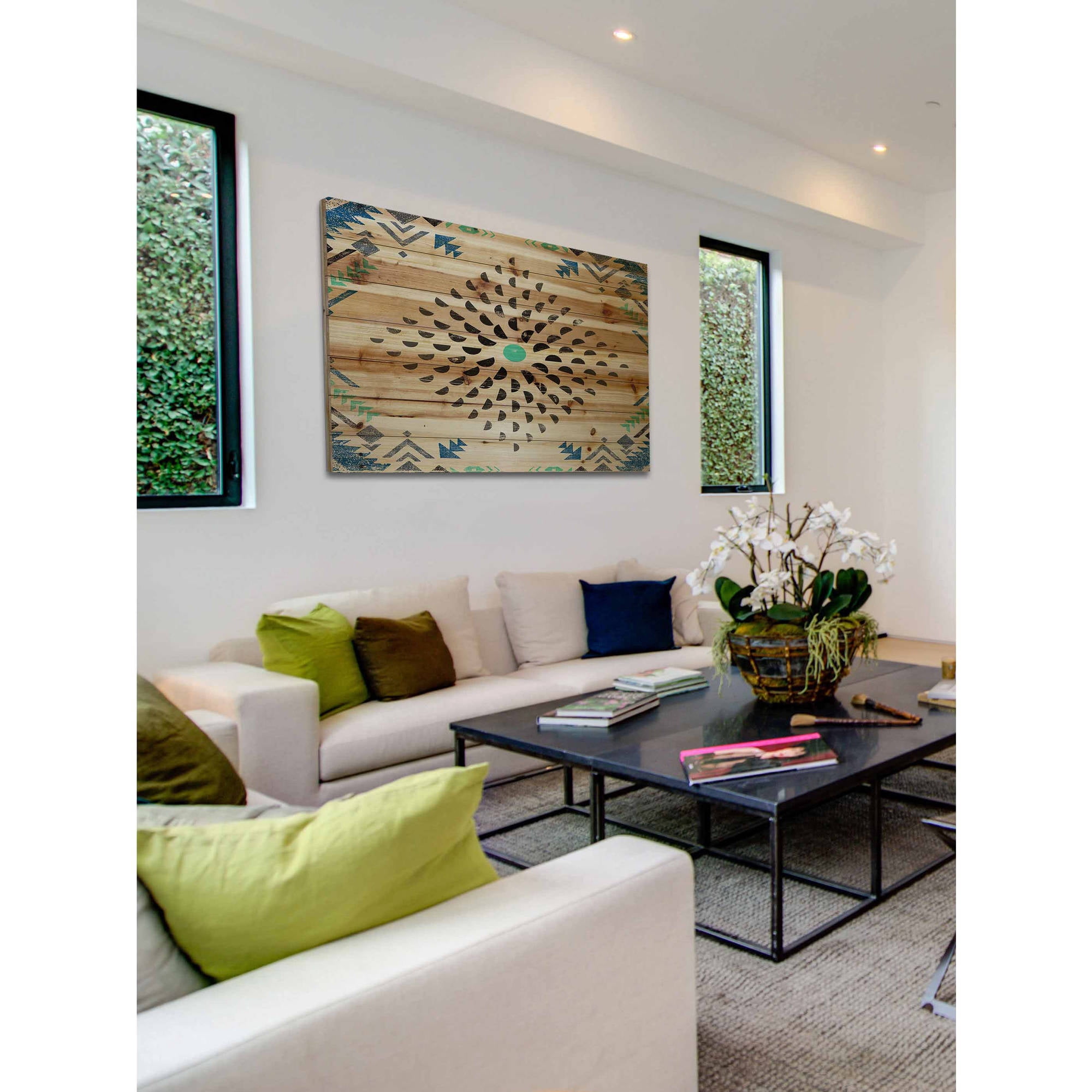 Marmont Hill - "Half Moon Shapes" Painting Art Print On Natural Pine Wood, 36.0" x 1.5"