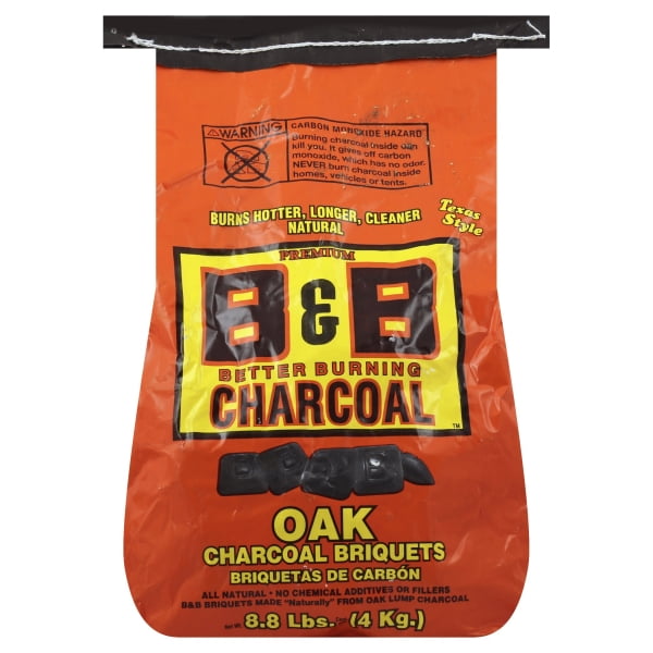 B&B Charcoal 8023369 8.8 lbs Organic Oak Hardwood Charcoal Briquettes