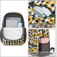 thumbnail image 4 of Sunflower and Gingham Black Pattern 17" Waterproof Oxford School Backpacks for Teens, S-Shape Padded Straps, for School, Travel, Hiking, Camping, 4 of 5