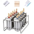 thumbnail image 1 of 10 Moldes de Acero Inoxidable para Paletas y Rejilla para Helado con 10 Moldes Cuadrados para Hacer Paletas Heladas., 1 of 5
