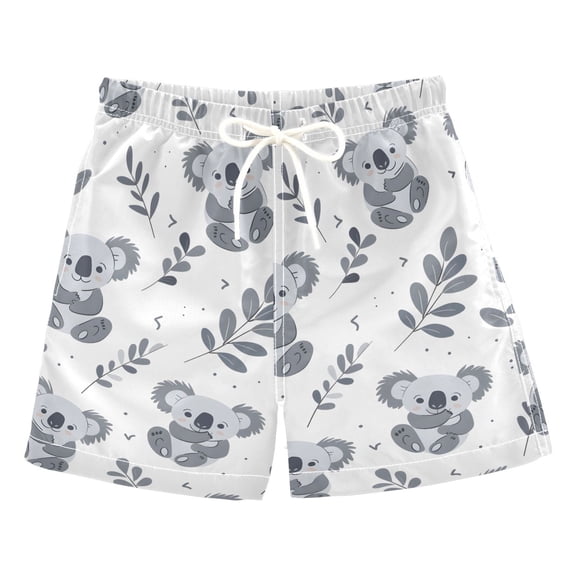 joogoo Boys Swim Trunks Cute Koala Leaves Beach Board Shorts Drawstring Swimsuit S
