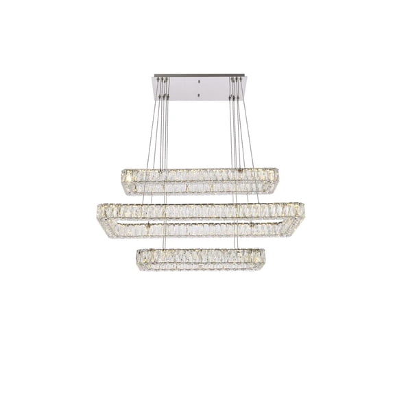 Monroe 42 inch LED triple rectangle pendant in chrome
