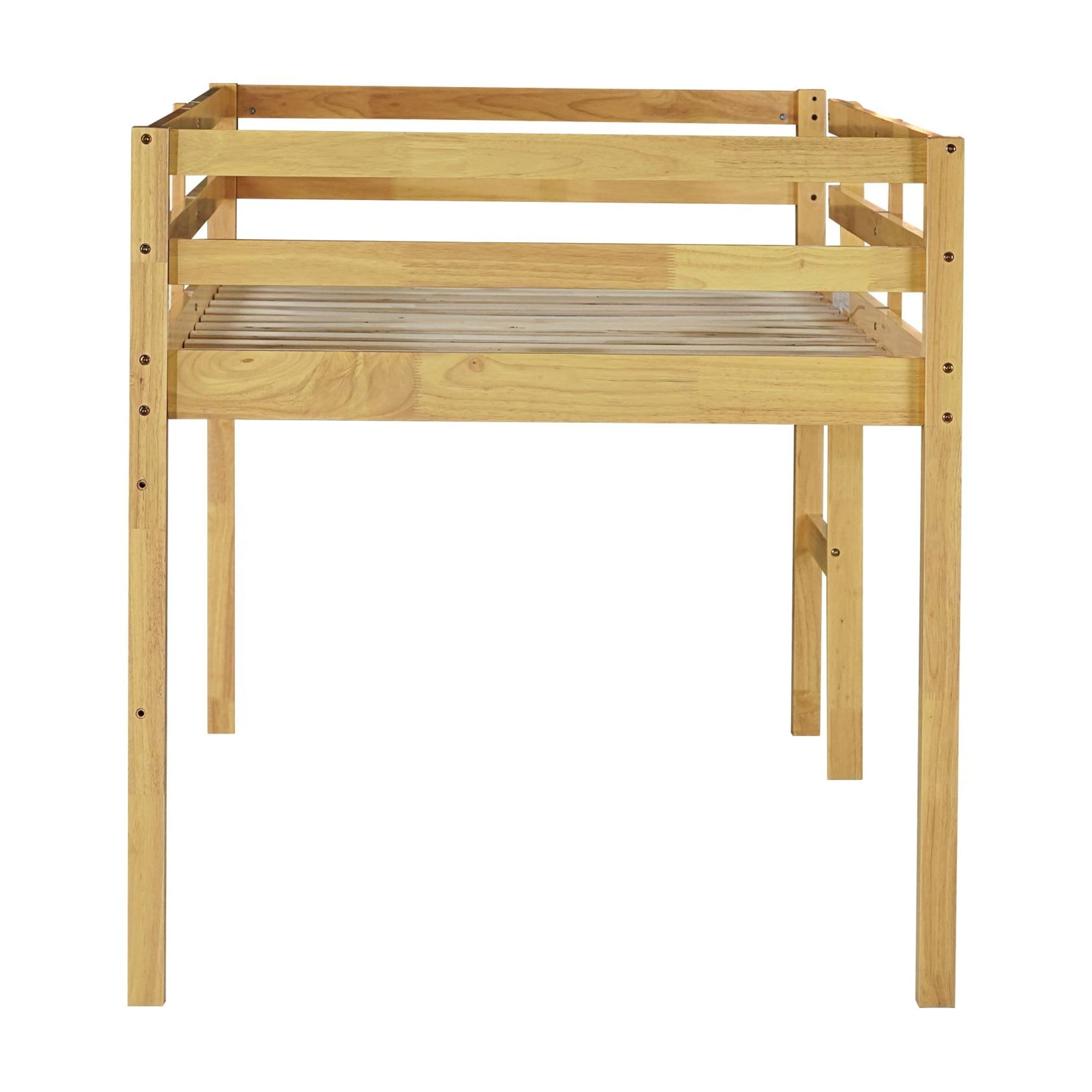 Noble House Modern Tilda Twin Loft Bed, Solid Rubber Wood Frame with Ladder, Spacious Under for Kids, Natural