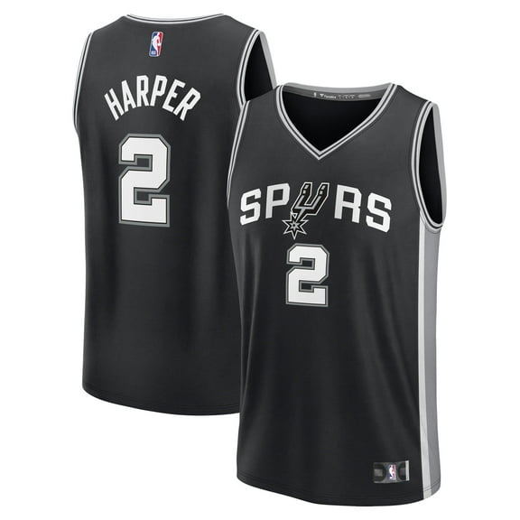 Men's Fanatics Dylan Harper Black San Antonio Spurs 2025 NBA Draft First Round Pick Fast Break Replica Jersey - Icon