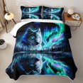 thumbnail image 2 of Manfei Safari Animal Twin Quilt Set,Northern Lights Twin Coverlet Set,Black Green,2 Pieces, 2 of 7