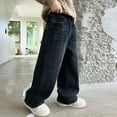 thumbnail image 5 of YUSIM Boys Jeans with Pockets- Casual Baggy Elastic Waist Wide Leg Denim Pants Blue Size 10, 5 of 8