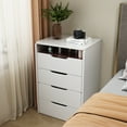 thumbnail image 4 of Miniyam Vanity Desk with Lighted Flip Mirror, Drawers and Storage Stool for Adults, White, 4 of 7