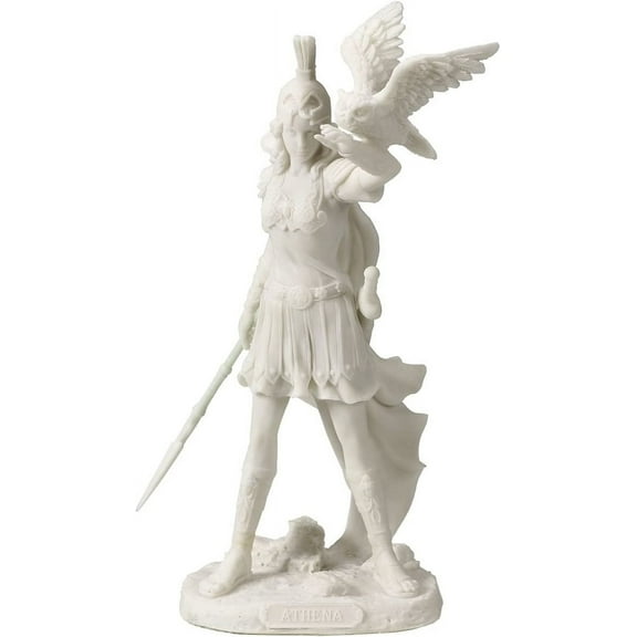 JFSM INC. Athena - Greek Goddess of Wisdom and War with Owl Statue