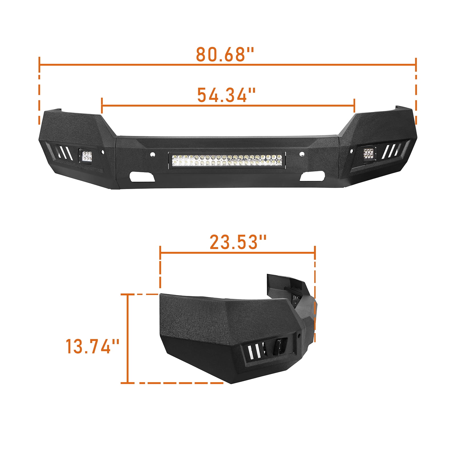 Hooke Road Fit 2016 2017 2018 Chevy Silverado 1500 Front Bumper Steel Black w/ 120w LED Light Bar