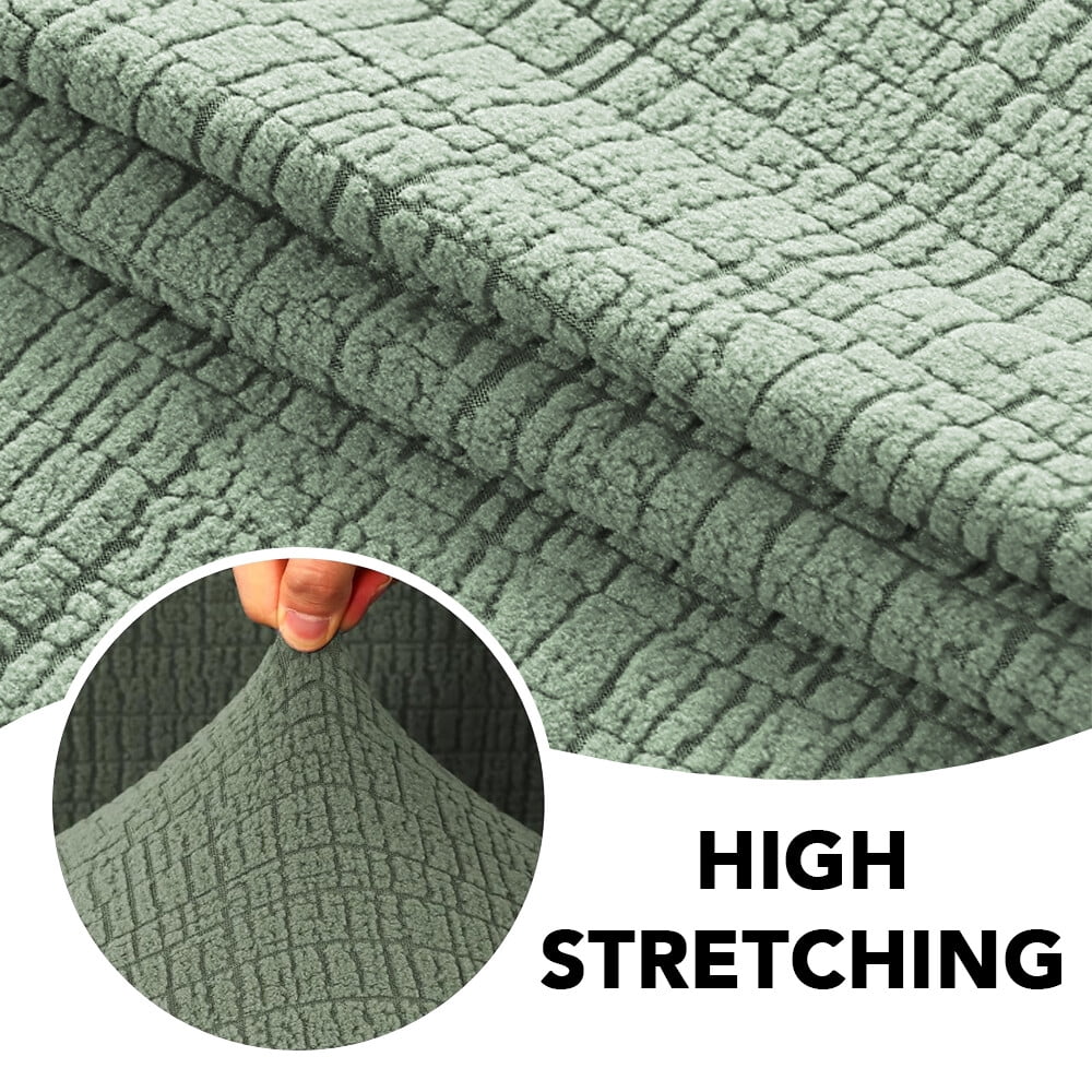 H.VERSAILTEX Premium Jacquard Stretch Sofa Cover with Waterproof Seat & Elastic Bottom Protection for Kids,Pets 1-Piece Furniture Protector Slipcover(Loveseat,Sea Grass)