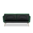 thumbnail image 6 of 68.3" Futon Sofa Bed, Modern Velvet Upholstered Sleeper Sofa Couch with Adjustable Backrest & 2 Pillows & Golden Metal Legs, Convertible Loveseat Reclining Sofa Bed for Living Room Bedroom, Green, 6 of 7