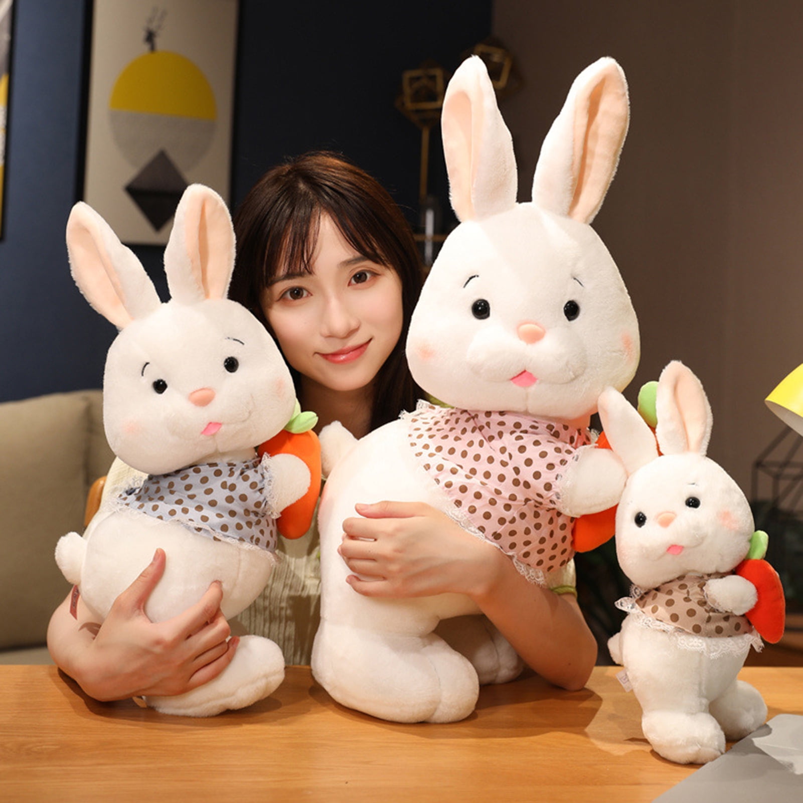 HYDa 30/45/55cm Rabbit Plush Toy Hold A Carrot Lovely Animal Doll