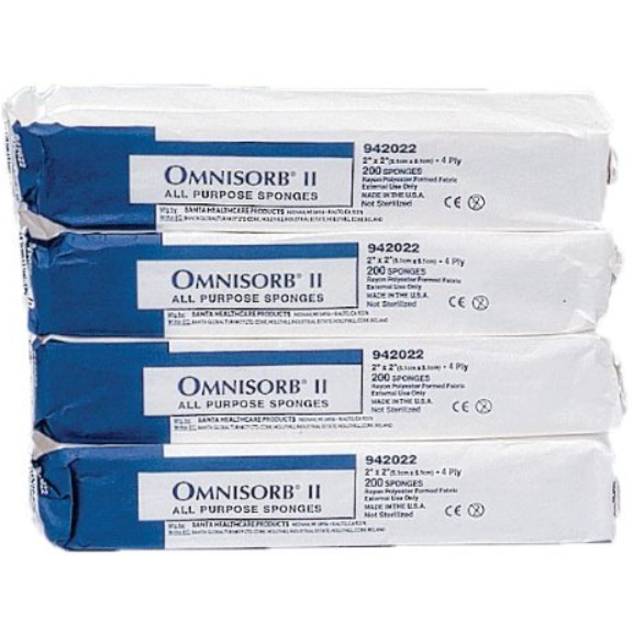 Tidi 942022 Omnisorb II Non-Woven Sponges Non-Sterile 2" X 2" 4-Ply 5000/Case