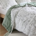thumbnail image 2 of JERFIT Faux Fur Comforter Set Queen/Full, 3-Piece Shaggy Plush Bedding with 2 Pillow Shams, Ultra Soft & Warm, Green and White, 2 of 10