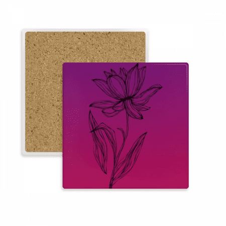 

Black Line Lotus Flower Flower Square Coaster Cup Mat Mug Subplate Holder Insulation Stone