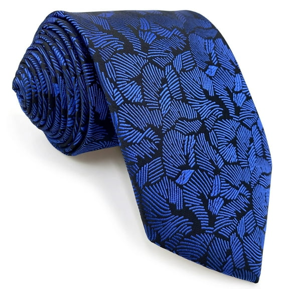 Neckties for Men Black Navy Blue Patterned Geometric Tie Woven Classic Size 57.5"×3.15"