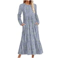 thumbnail image 1 of Robe d'Automne, Robe Décontractée à Imprimé à Manches Longues et à Col Rond pour Femme, Cadeaux pour Femmes, m, 1 of 4