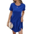 Women Short Sleeve Shirt Dresses Solid Color Swing Flowy Dress Summer