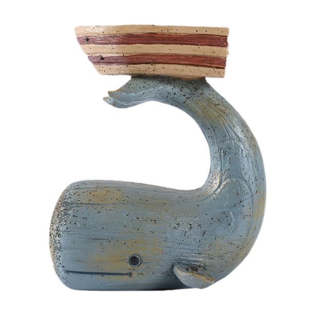 Escultura de ballena, estatua de ballena, regalo de inauguración de la casa, decoración náutica mediterránea decorativa para estantería, entrada,