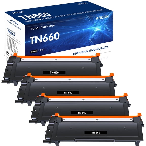 4-Pack TN660 Black Toner Cartridge High Yield Compatible for Brother TN-660 TN660 TN-630 TN630 Work for Brother HL-L2300D HL-L2305W HL-L2320D HL-L2380DW MFC-L2740DW Printer