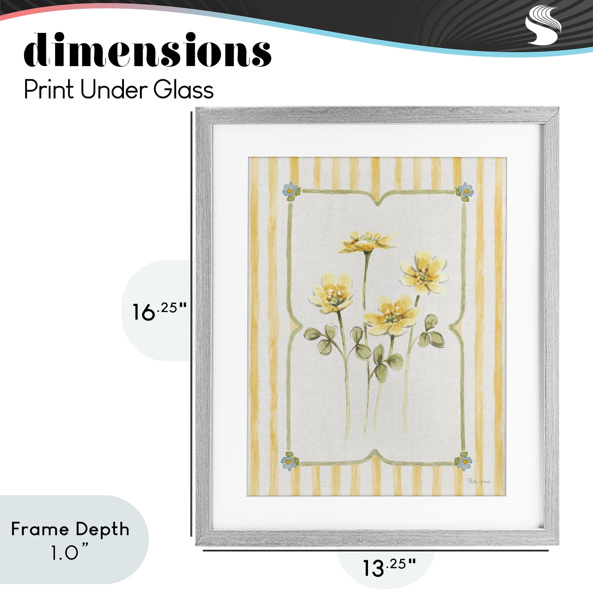 Stupell Industries Sweet Honey Florals Gray Framed Print Under Glass, design by Beth Grove