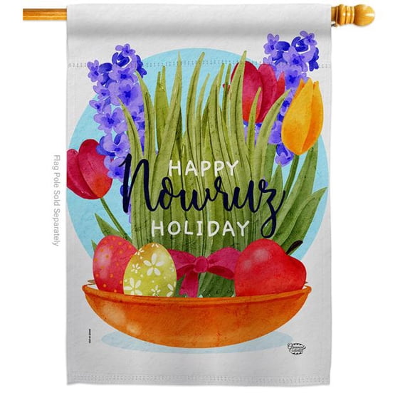 Ornament Collection H192463-BO Happy Nowruz Celebration Double-Sided Garden Decorative House Flag, Multi Color