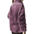thumbnail image 3 of Bomotoo Women Casual Coat Solid Color Drawstring Jacket Winter Warm Plush Fuzzy Fleece Overcoats Purple L, 3 of 3