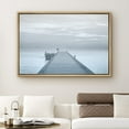 thumbnail image 2 of PixonSign Framed Canvas Print Wall Art Wooden Pier Stretches Into Ocean Nature Wilderness Photography Realism Contemporary Scenic Dramatic Blue for Living Room, Bedroom, Office - 24"x36" Natural, 2 of 5