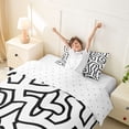 thumbnail image 3 of Homewish Abstract Wavy Stripes Twin Duvet Cover,Contemporary Artwork Twin Bedding,White Black,Reversible,2pcs,1 Duvet Cover and 1 Pillowcase, 3 of 6