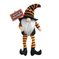 thumbnail image 2 of Halloween Faceless Gnome Doll, Striped Long-Leg Witch Hat with Broom Figurine, Spooky Tabletop Ornament for Home Party Home Shelf Mantel Decor, 2 of 5
