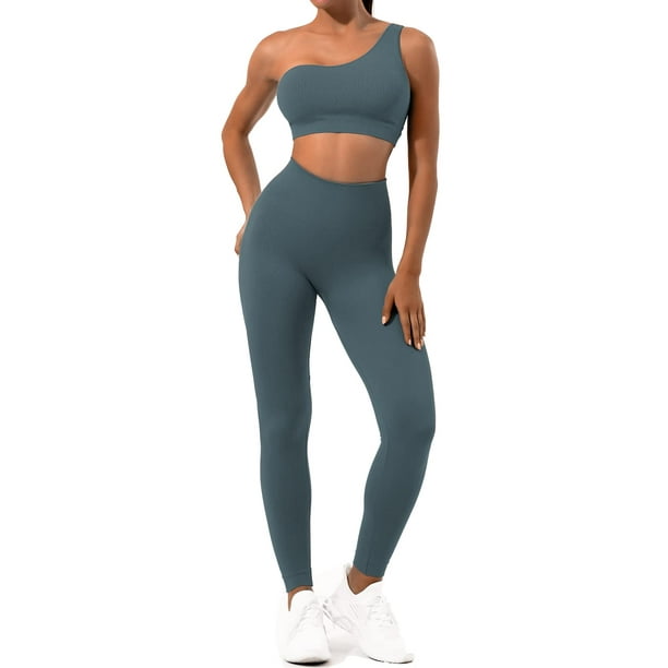 Sportneer Workout Sets for Women 2 Piece, Ribbed Seamless cute One