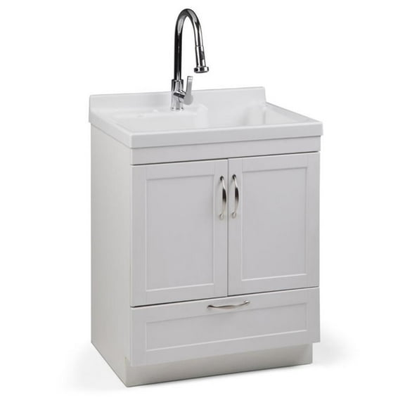 Pemberly Row Modern / Contemporary 28" Laundry Sink Cabinet in White