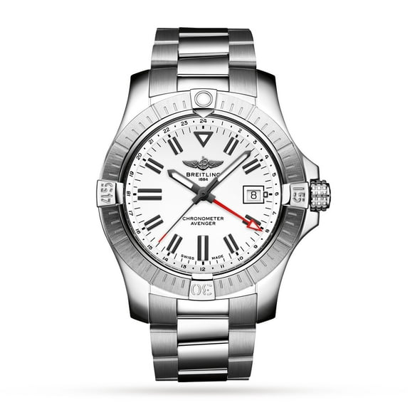 Breitling Avenger Automatic GMT 43 White Dial Steel Men's Watch A32397101A1A1