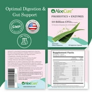 AloeCure Probiotics + Enzyme Capsules for Womens Digestive Health with 10 Billion CFU - Daily Aloe Supplement, Full Spectrum Probiotic + Prebiotic Supplement, Gut Support, Super Enzymes, 30 Caps