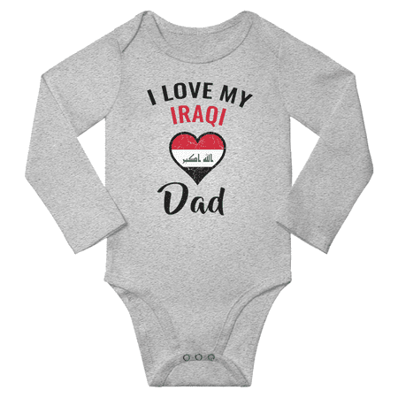 

I Love My Iraqi Dad Baby Long Slevve Romper Bodysuit (Gray 18-24 Months)