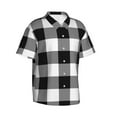 thumbnail image 2 of Balery White And Black Plaid Print Men's Hawaiian Shirts Short Sleeve Beach Shirt Relaxed Fit Vacation Button Down Shirts-Large, 2 of 9