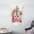 thumbnail image 1 of 65th Birthday Decorations Tapestry, Festive Composition with Colorful Figures and Celebratory Label, Wall Hanging for Bedroom Living Room Dorm Decor, 40W X 60L Inches, Multicolor, by Ambesonne, 1 of 2