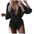 thumbnail image 2 of Women's Bikini Set Three Piece Lace Up High Waist Sexy Swimsuit with Removable Bra Pads No Underwire for Beach Vacation,Black,L, 2 of 9