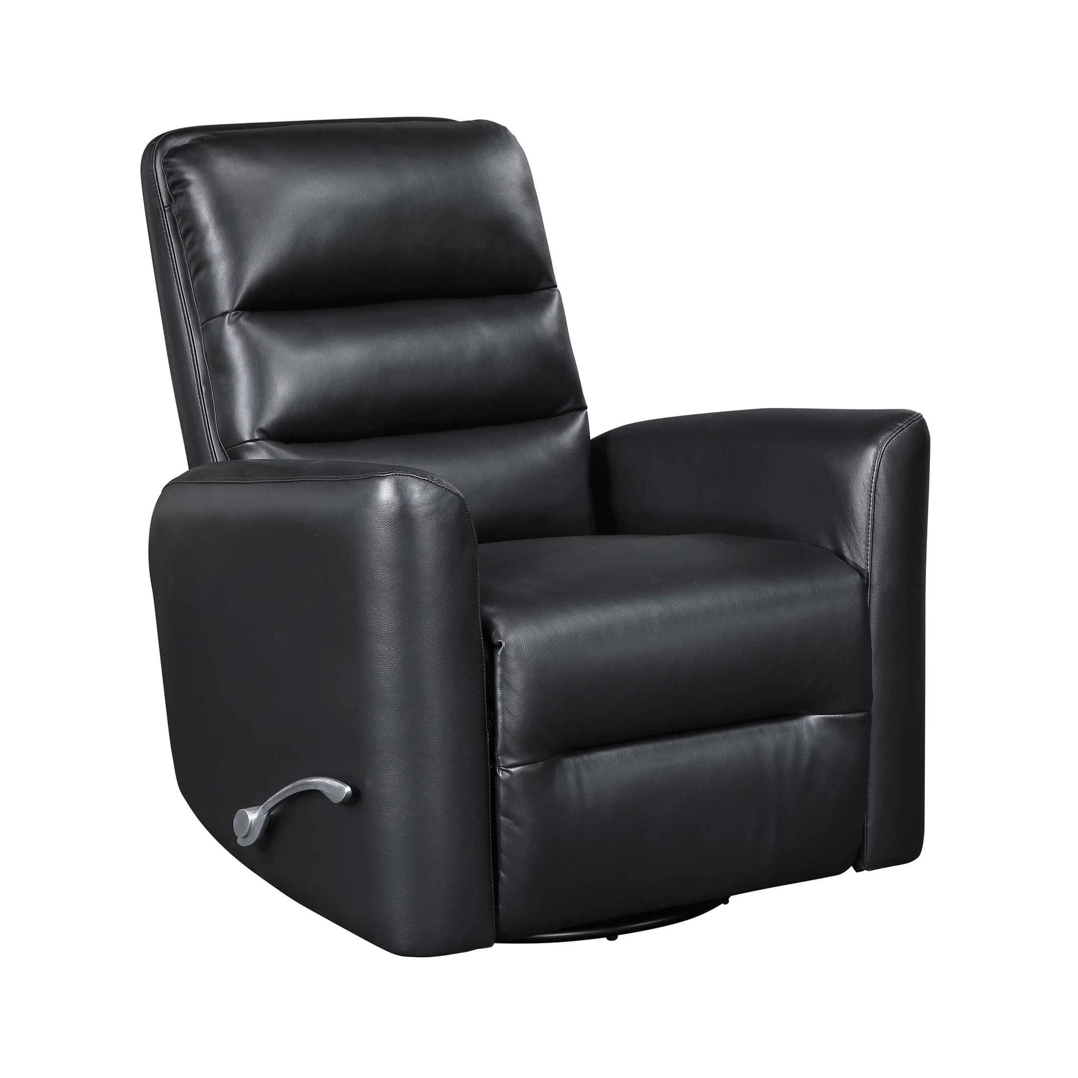 OakvillePark Crestshire Faux Leather Swivel Glider Reclining Chair, Black