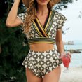 thumbnail image 3 of Conjunto de bikini de cintura alta, traje de baño de 2 piezas Traje de baño de pieza en V Traje de baño de pieza sin espalda Durabilidad extendida, 3 of 8