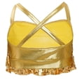 thumbnail image 3 of YUUMIN Girls Sequins Hip Hop Jazz Dance Tops Metallic Tiered Ruffles Crop Bra Vest Ballroom Dancing Clothes Gold 14, 3 of 6