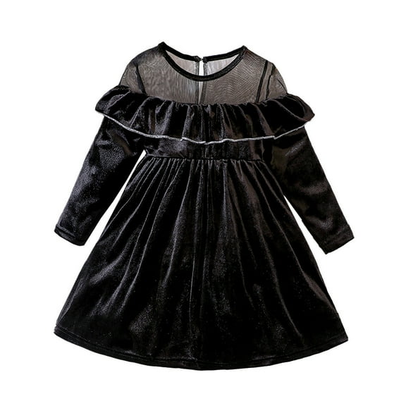 Bearichfupo Toddler Girls Long Sleeve Black Dress Princess Dress Dance Party Dresses Fall Winter Kids Clothes, Sizes 18-24 Months