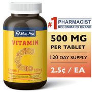 Miss Pep Vitamin C Chewable 500 mg Antioxidants Ascorbic Acid Supplement, 120 Ct