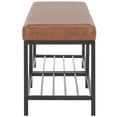 thumbnail image 4 of SAFAVIEH Yomi Modern Style 2 Rail Shelf Bench, Brown/Black (48 in. W x 14.5 in. D x 17.8 in. H), 4 of 8