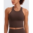 thumbnail image 2 of CRZ YOGA Womens Ribbed Longline Sports Bra Racerback Padded Slim Fit Crop Tank Top with Built in Pads, 2 of 5