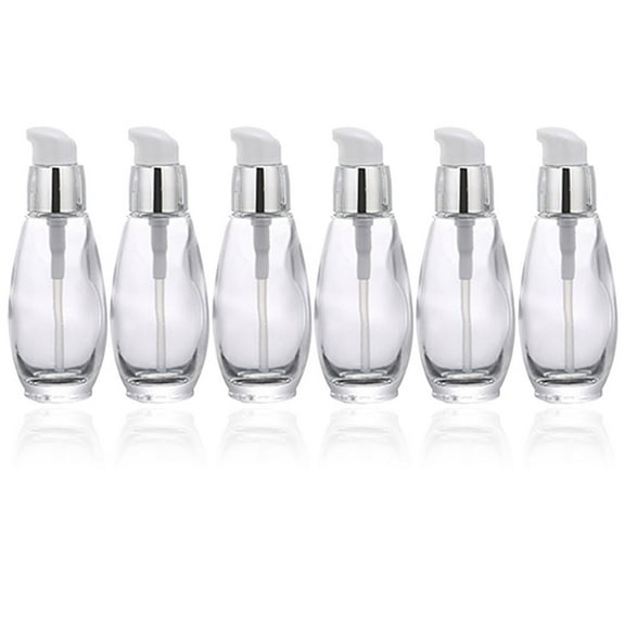 6 Pcs Press Liquid Foundation Bottle Glass Container Lotion Pump Travel