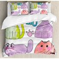 thumbnail image 3 of Kitten Duvet Cover Set Twin Size, Hand Drawn Colorful Cartoon Style Print Cute Domestic Cats Pets Paws in Watercolors, Decorative 2 Piece Bedding Set with 1 Pillow Sham, Multicolor, by Ambesonne, 3 of 3