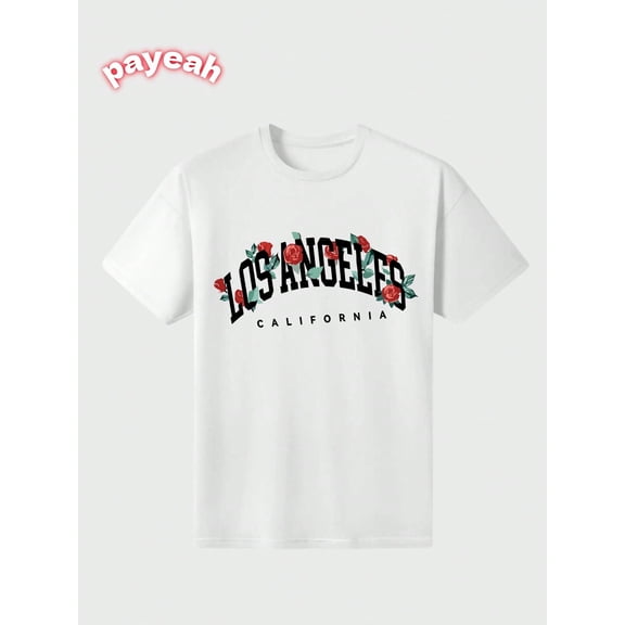 Payeah Lettering Printed Casual T-shirt Casual Digital Print pure heavy cotton T shirt 100% cotton