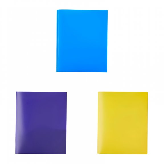 CCOCC 2026 New Heavy Duty Plastic Folders with Pockets and Prongs,Extra Thick Pocket Folders with Brads/Card Slot,For Letter Size Sheets,Bright Colors School Work and Home 3 Pcs