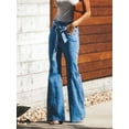 thumbnail image 4 of Womens High Waisted Tie Front Flare Jeans with Pockets Stretchy Denim for Casual Everyday Fashion Modern Look Today, 4 of 7